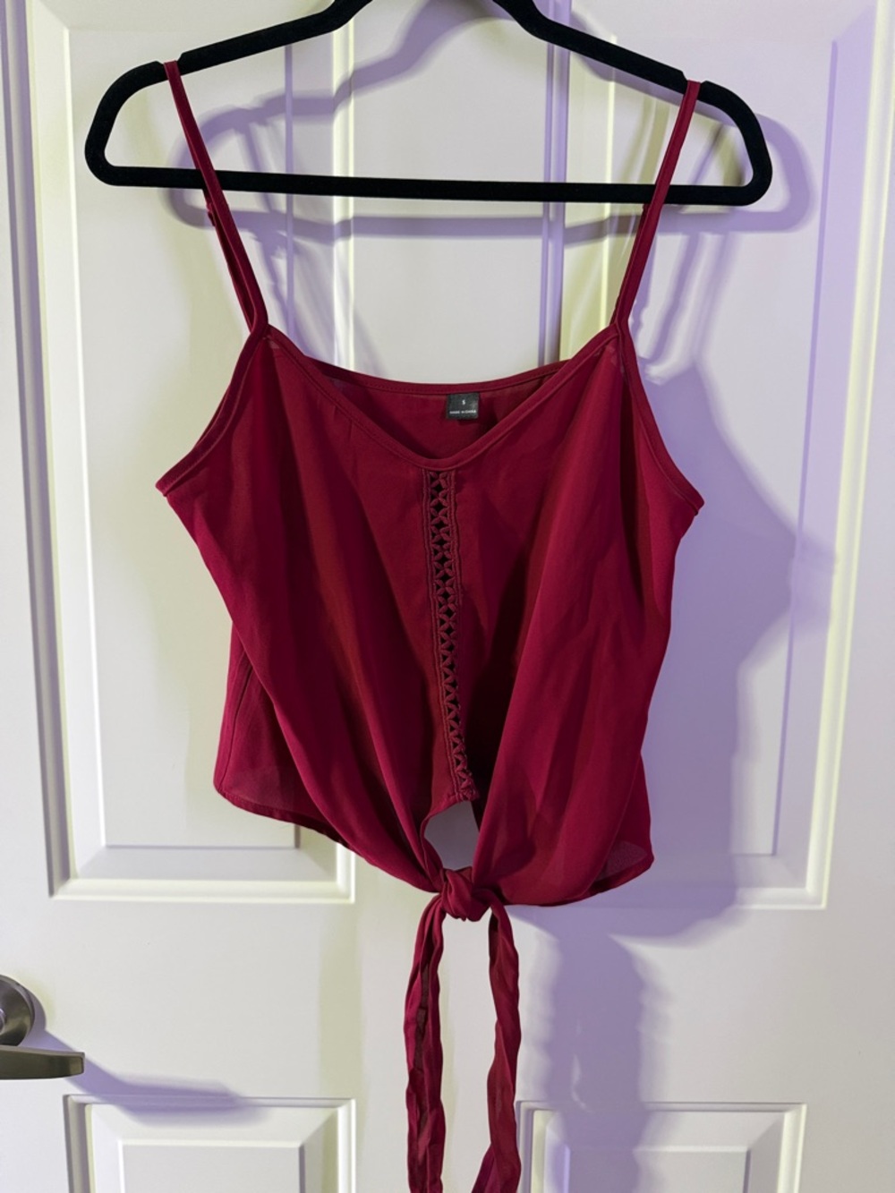 SHEIN Women's Red Tie-Front Cami Tank Top
